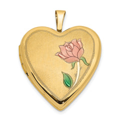 14K 20mm Enamel Rose Heart Locket