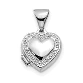 14k White Gold Polished Heart-Shaped Scrolled Locket
