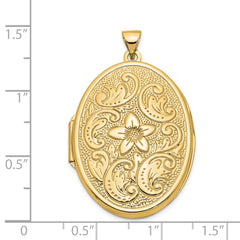 14K 32mm Oval Flower With Scrolls Locket