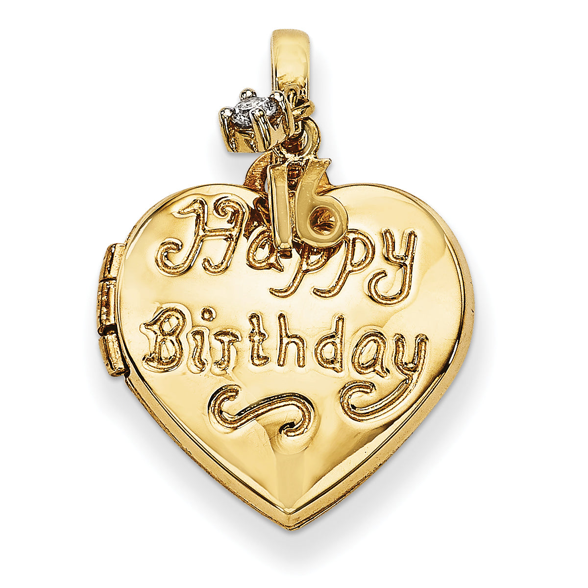 14k 15mm Heart Happy 16th Birthday with CZ Locket