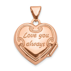 14K Rose Gold 15mm Reversible Heart Locket