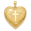 Cross Heart Ash Holder Locket in 14K Yellow Gold, 30mm Textured - Sophia Jewelers