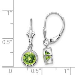 14k White Gold 6mm Peridot Leverback Earrings