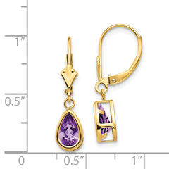 14k 8x5mm Amethyst Dangle Earrings