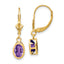 14k 7x5mm Oval Amethyst Leverback Earrings