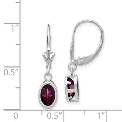 14kw Rhodolite Garnet Oval Leverback Earrings