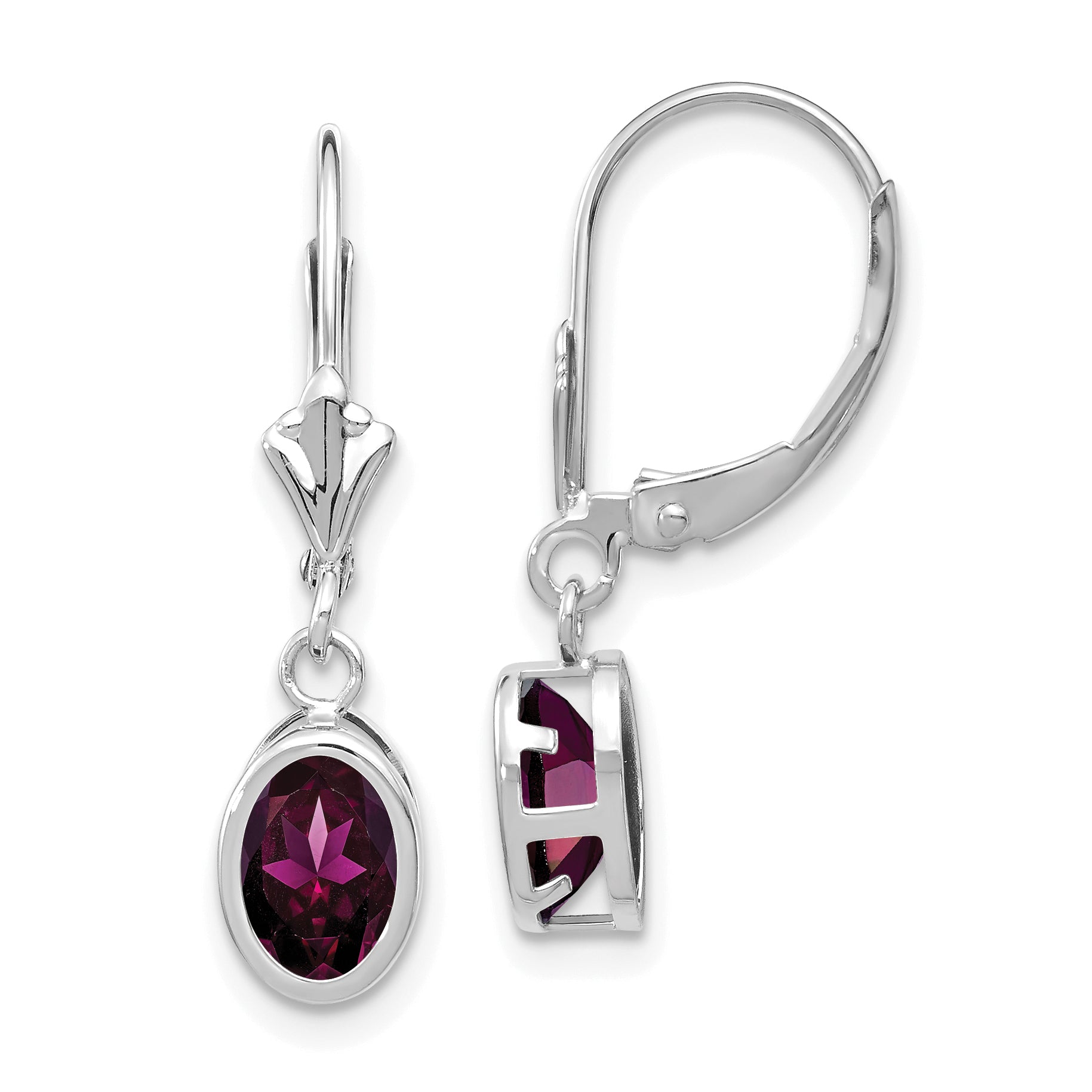 14kw Rhodolite Garnet Oval Leverback Earrings