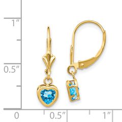 14k 5mm Heart Blue Topaz Earrings
