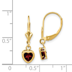 14k 5mm Heart Garnet Earrings