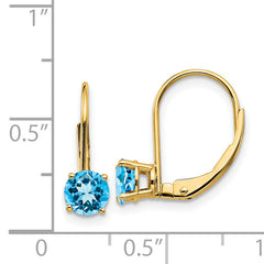 14k 5mm Blue Topaz Leverback Earrings