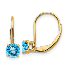 14k 5mm Blue Topaz Leverback Earrings