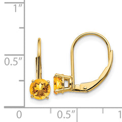 14k 5mm Citrine Leverback Earrings