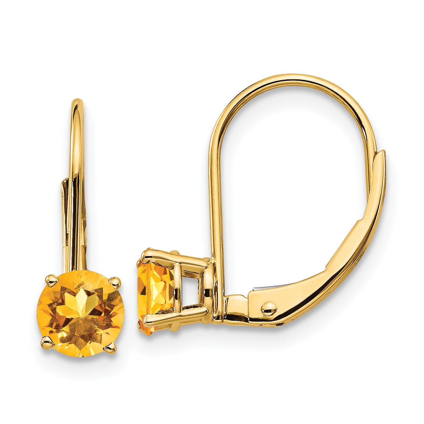 14k 5mm Citrine Leverback Earrings