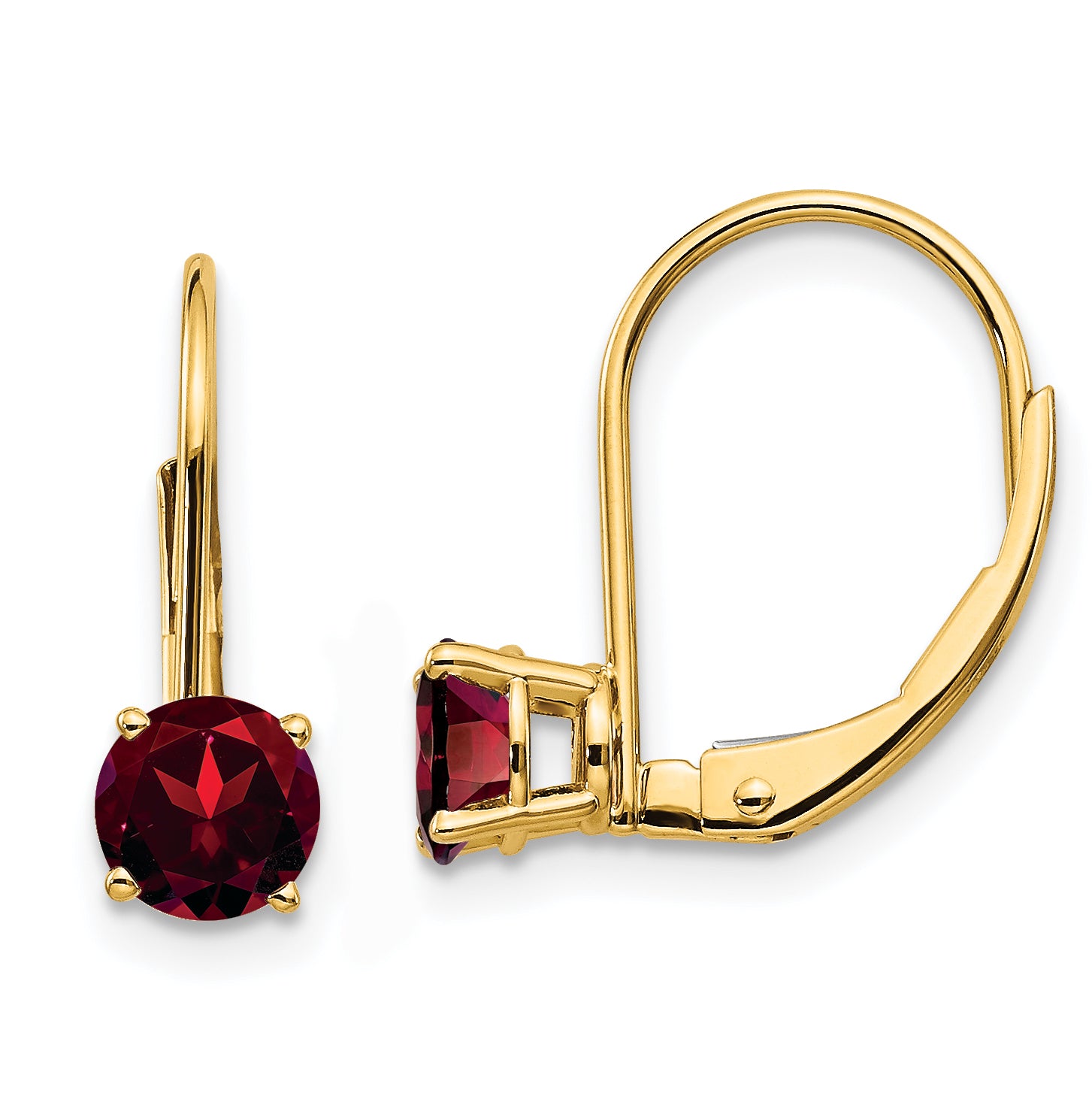 14k 5mm Garnet Leverback Earrings