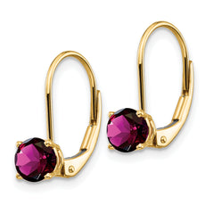 14k 5mm Rhodolite Garnet Leverback Earrings