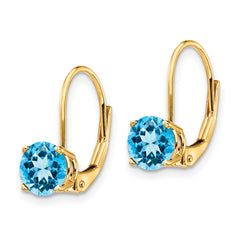 14k 6mm Blue Topaz Leverback Earrings