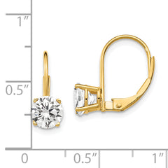 14k 6mm Cubic Zirconia Leverback Earrings
