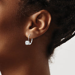 14k White Gold 6mm Cubic Zirconia Leverback Earrings