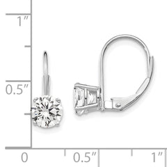 14k White Gold 6mm Cubic Zirconia Leverback Earrings