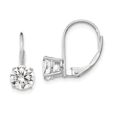14k White Gold 6mm Cubic Zirconia Leverback Earrings