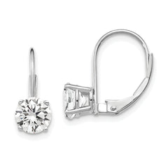 14k White Gold 6mm Cubic Zirconia Leverback Earrings