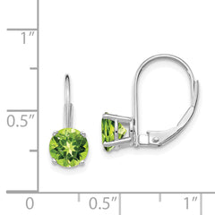 14k White Gold 6mm Peridot Leverback Earrings