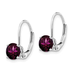 14k White Gold 6mm Rhodolite Garnet Leverback Earrings