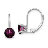 14k White Gold 6mm Rhodolite Garnet Leverback Earrings