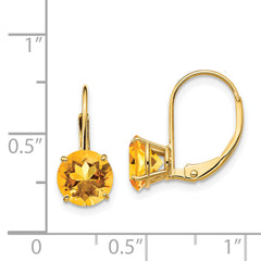 14k 7mm Citrine Leverback Earrings