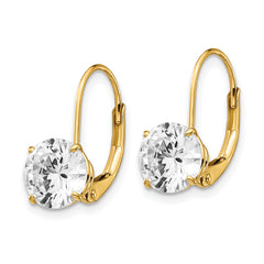 14k 7mm Cubic Zirconia Leverback Earrings