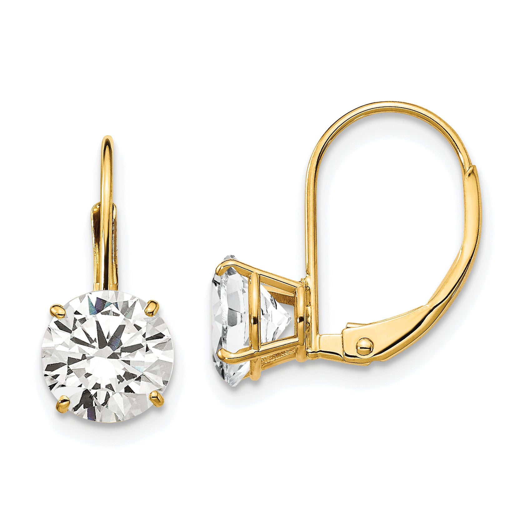 14k 7mm Cubic Zirconia Leverback Earrings