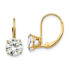 14k 7mm Cubic Zirconia Leverback Earrings