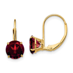 14k Garnet Round Leverback Earrings