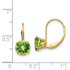 14k 7mm Peridot Leverback Earrings