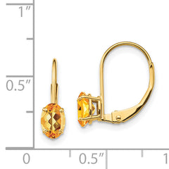 14k 6x4mm Oval Citrine Leverback Earrings