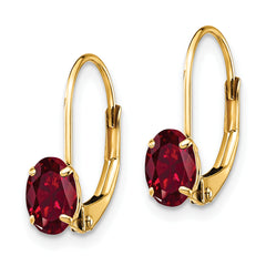 14k 6x4mm Oval Created Ruby Leverback Earrings
