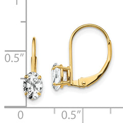 14k 6x4mm Oval Cubic Zirconia Leverback Earrings