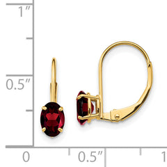 14k 6x4mm Oval Garnet Leverback Earrings