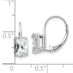 14k White Gold 7x5mm Emerald Cut Cubic Zirconia Earrings