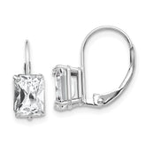 14k White Gold 7x5mm Emerald Cut Cubic Zirconia Earrings