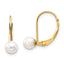 14k 5-6mm White Round Freshwater Cultured Pearl Leverback Earrings