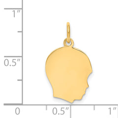 10K Plain Medium .018 Gauge Facing Right Engravable Boy Head Charm