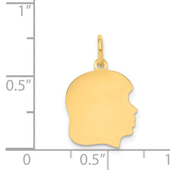 10K Plain Medium .013 Gauge Facing Right Engravable Girl Head Charm