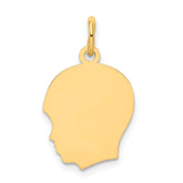 10K Yellow Gold Engravable Boy Head Charm with Polished Finish