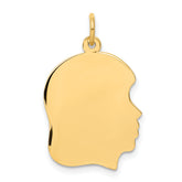10K Gold Engravable Girl Head Charm Polished Right-Facing, 27mm