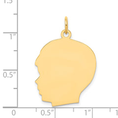 10K Plain Large .018 Gauge Facing Left Engravable Boy Head Charm