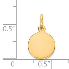 10K Plain .013 Gauge Circular Engravable Disc Charm