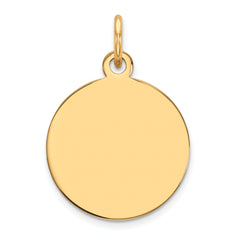 10K Gold Engravable Disc Charm with Polished Finish Elegant Design