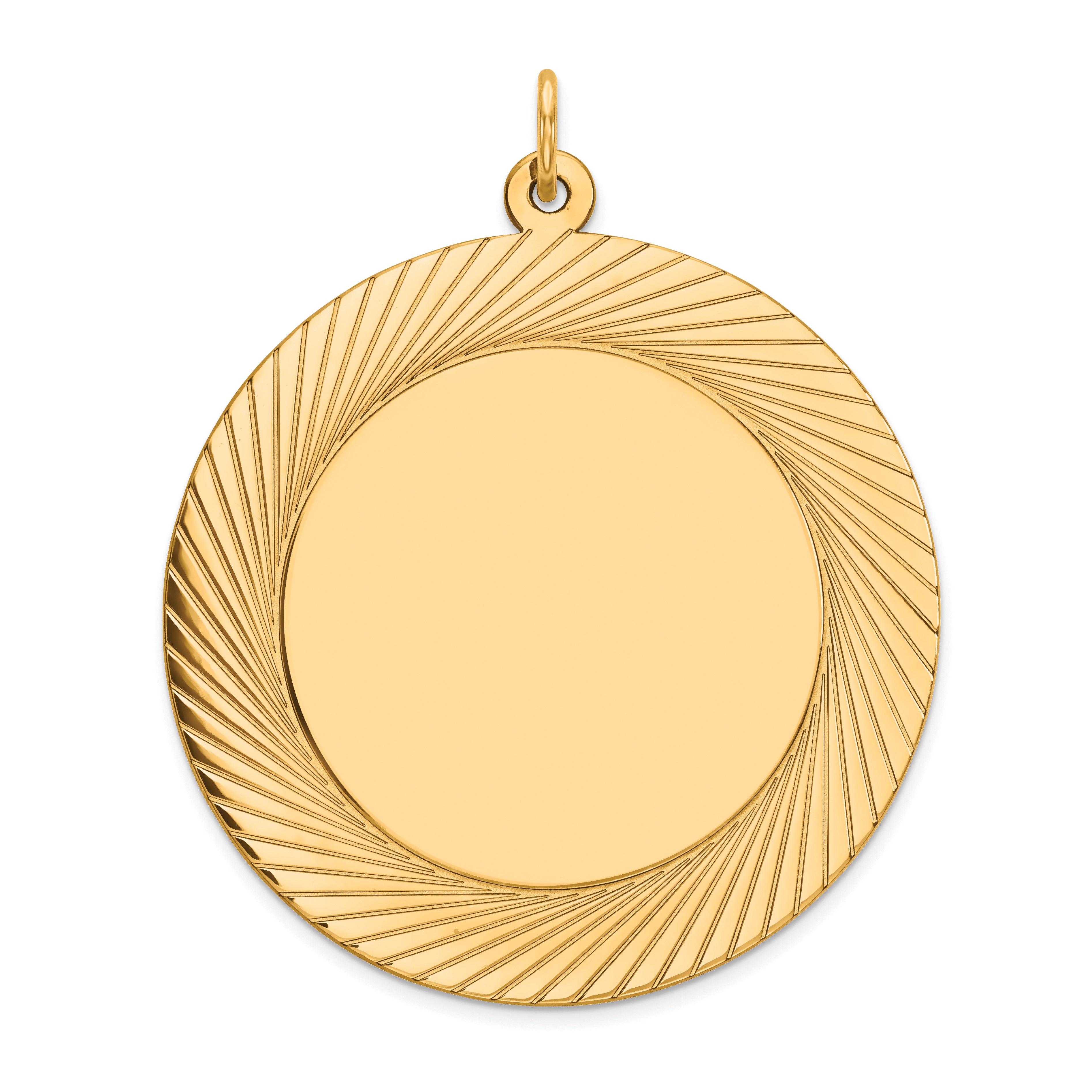 14K Etched Design .035 Gauge Circular Engravable Disc Charm