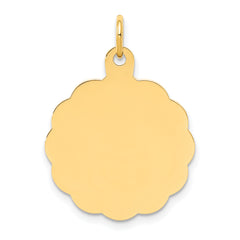 14K .011 Gauge Engravable Scalloped Disc Charm